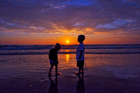 Children at sunset