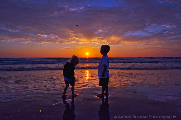Children at sunset