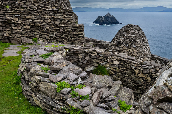 Little Skellig and the Skellig Michael monastery