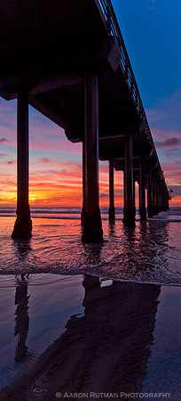 Rainbow sunset, Scripps Pier (portrait)