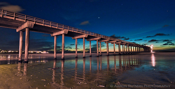 Scripps Pier night reflection