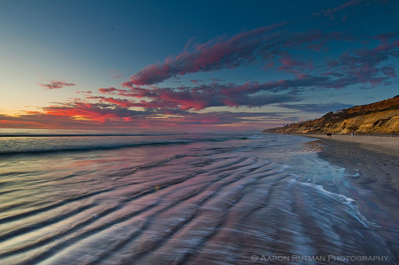 Sunset over Torrey Pines tides
