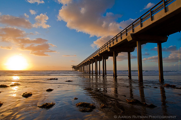 Scripps Pier golden sun