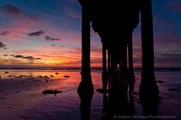 Scripps pier rainbow sunset
